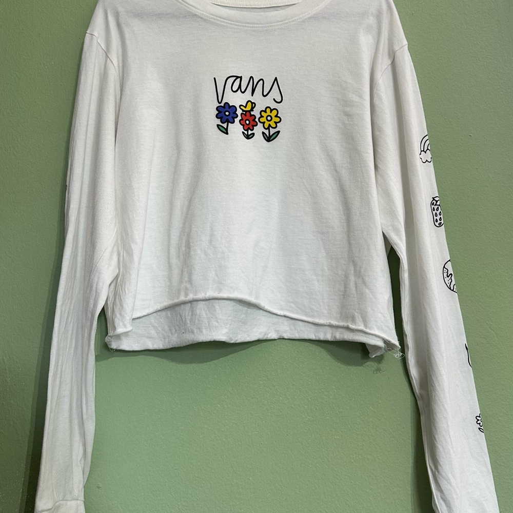 Vans White Floral Long Sleeve Crop Top